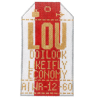 Louisville Bowman Field LOU Travel Tag Painted Canvas Hedgehog Needlepoint 
