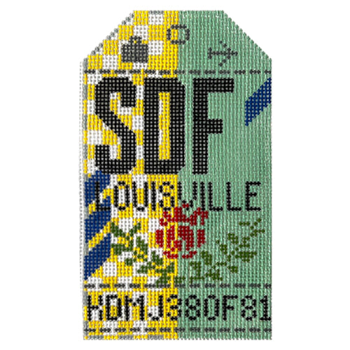 Louisville SDF Vintage Travel Tag Painted Canvas Hedgehog Needlepoint 