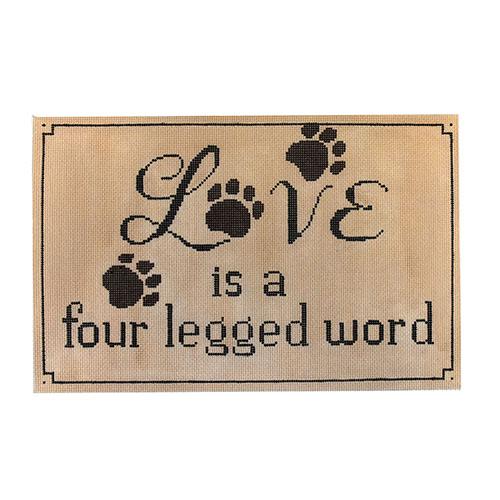 Love is a Four Letter Word Paw Prints Painted Canvas Labors of Love Needlepoint 

