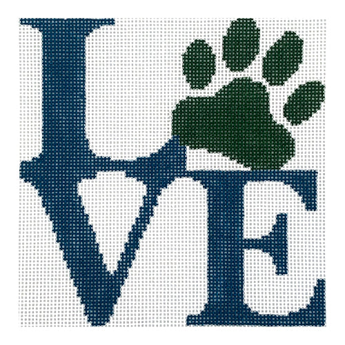 Love Paw - Blue and Green Painted Canvas Kristine Kingston 