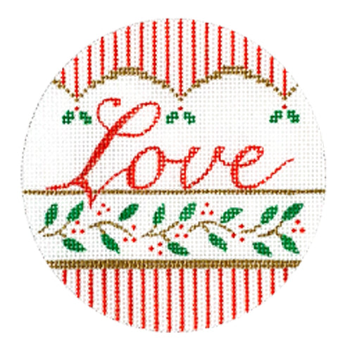 Love Vintage Striped Round Painted Canvas Vallerie Needlepoint Gallery  - 1