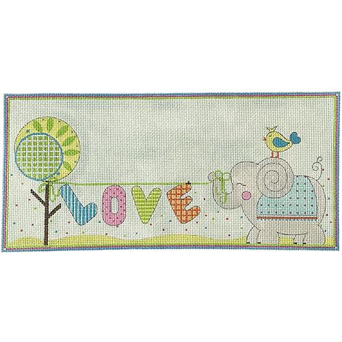 Love Walk Elephant Birth Announcement Painted Canvas Alice Peterson Company 