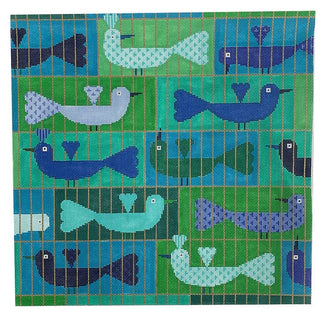 Lovebirds Blue Painted Canvas Birds of a Feather 
