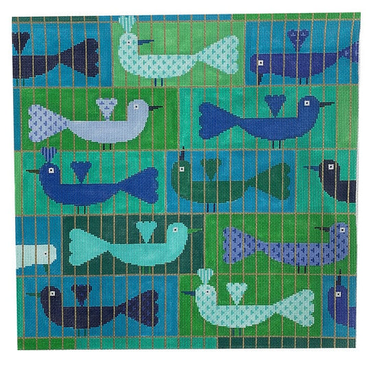 Lovebirds Blue Painted Canvas Birds of a Feather 