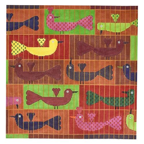 Lovebirds Red Painted Canvas Birds of a Feather  - 1