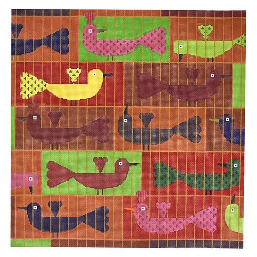 Lovebirds Red Painted Canvas Birds of a Feather 