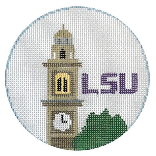 LSU Clock Tower Painted Canvas Kathy Schenkel Designs  - 1
