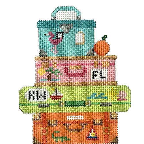 Luggage Stack - Florida Painted Canvas The Meredith Collection 