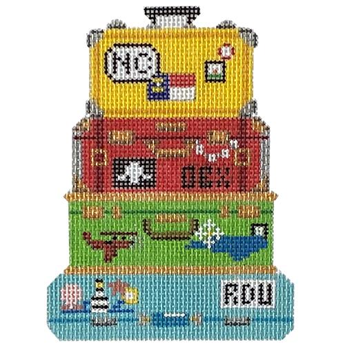 Luggage Stack   North Carolina Painted Canvas The Meredith Collection  - 1