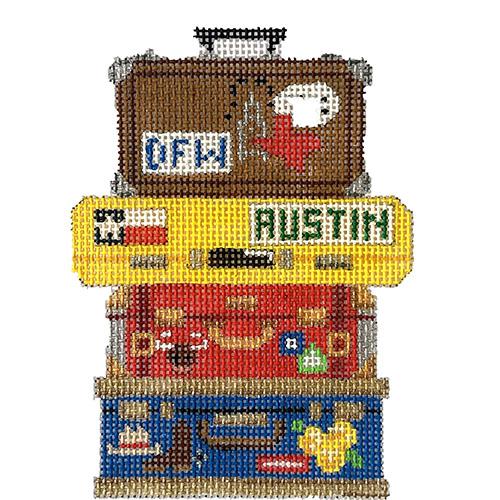Luggage Stack - Texas Painted Canvas The Meredith Collection 