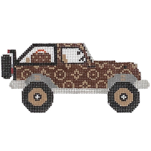 LV Inspired Jeep Painted Canvas Wipstitch Needleworks  - 1