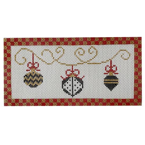 Mackenzie Ornaments with Check Border Painted Canvas Vallerie Needlepoint Gallery 
