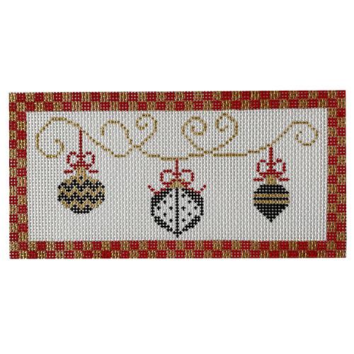 Mackenzie Ornaments with Check Border Painted Canvas Vallerie Needlepoint Gallery  - 1