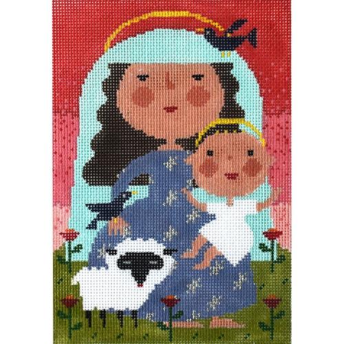 Madonna and Child Painted Canvas Birds of a Feather 