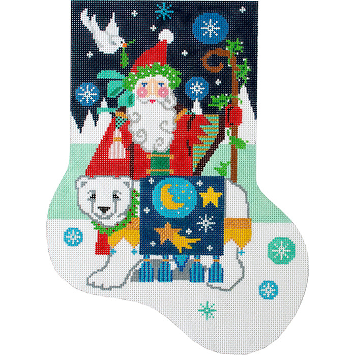 Magical Polar Santa Mid-Size Stocking Painted Canvas Shelly Tribbey 