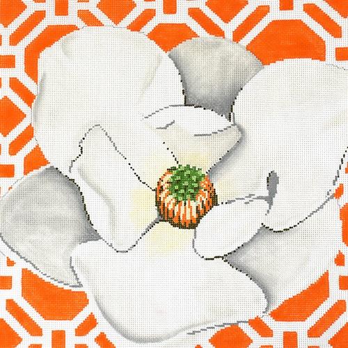 Magnolia on Tangerine Painted Canvas The Meredith Collection  - 1