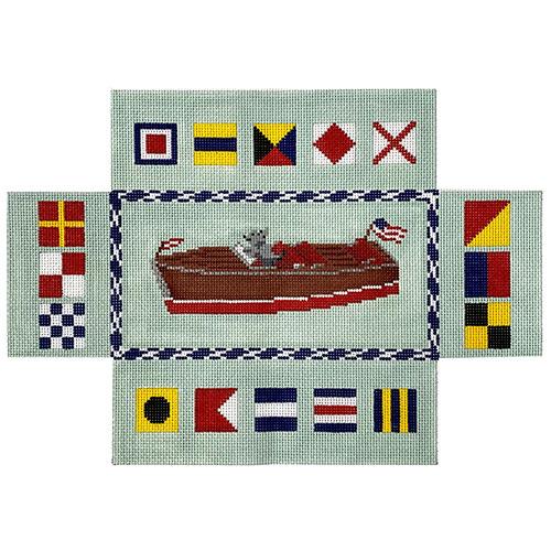 Mahogany Boat Brick Cover Painted Canvas Tina Griffin Designs  - 1