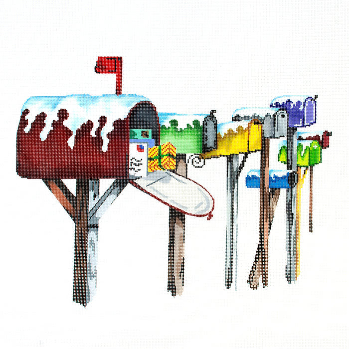 Mailboxes in a Row Painted Canvas Patti Mann  - 1