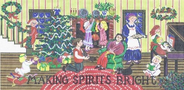 Making Spirits Bright Painted Canvas Cooper Oaks Design  - 1