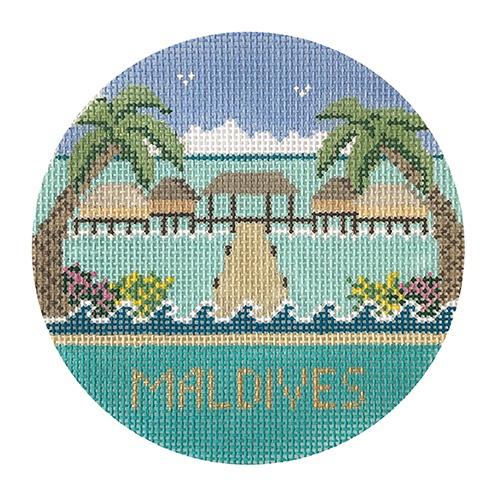 Maldives Round Painted Canvas Doolittle Stitchery 