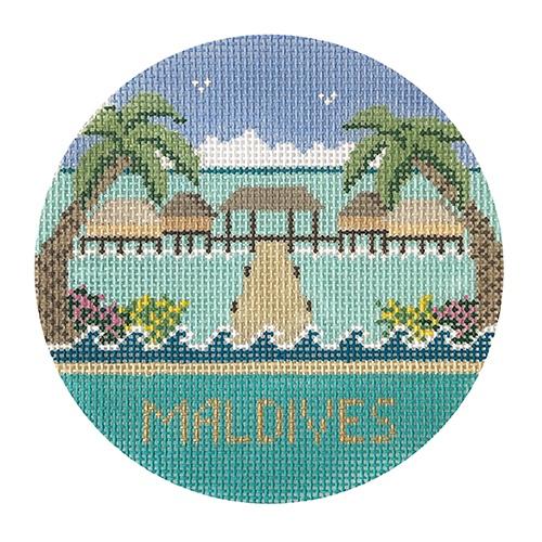 Maldives Round Painted Canvas Doolittle Stitchery  - 1