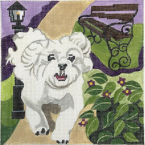 Maltese on the Run Painted Canvas Melissa Prince Designs  - 1