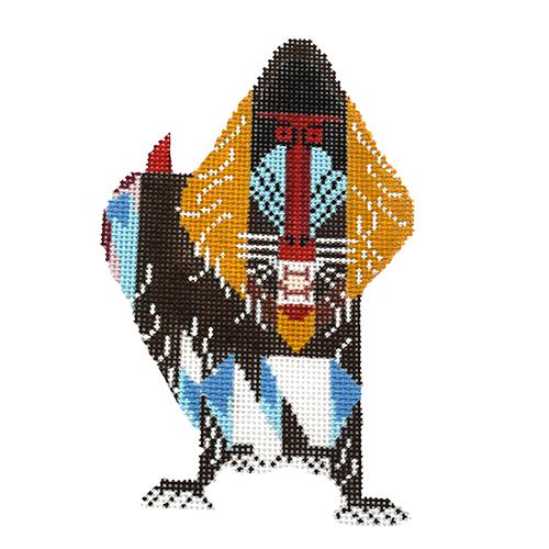 Mandrill Baboon Ornament Painted Canvas Charley Harper  - 1