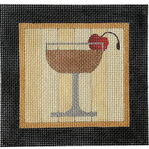 Manhattan Coaster with Black Border Painted Canvas Raymond Crawford Designs 