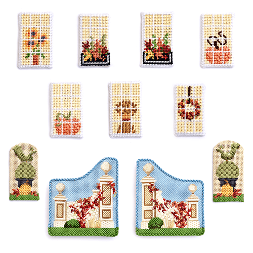 Manor House Fall Window & Accessory Pack Kits Needlepoint.Com 
