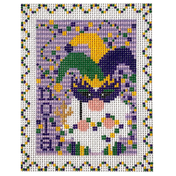 Mardi Gras Stamp Painted Canvas Wipstitch Needleworks  - 1