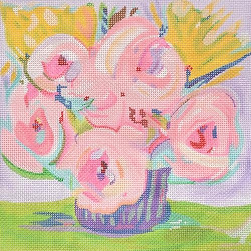 Maren Devine  Limbo Roses Painted Canvas Kate Dickerson Needlepoint Collections 
