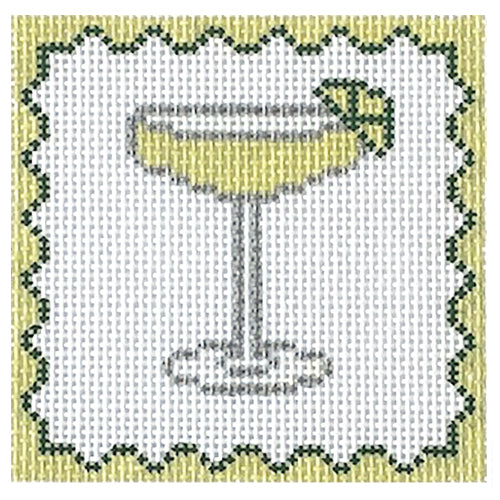 Margarita Coaster Painted Canvas J. Child Designs  - 1