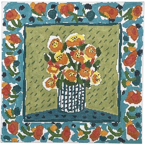 Marigolds Bouquet Painted Canvas Cooper Oaks Design  - 1