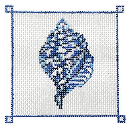 Marine Blue Tulip Shell on 13 Painted Canvas The Colonial Needle Company  - 1