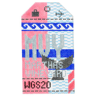 Martha's Vineyard MVY Vintage Travel Tag Painted Canvas Hedgehog Needlepoint 
