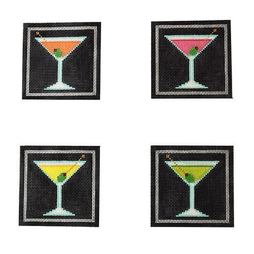 Martini Coasters Painted Canvas The Meredith Collection  - 1