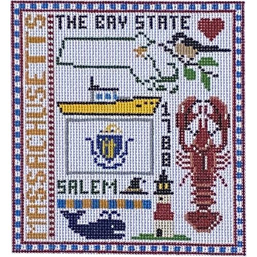 Massachusetts State Teenie Painted Canvas The Meredith Collection  - 1