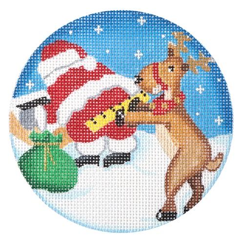 Measuring Santa Reindeer Painted Canvas Pepperberry Designs  - 1