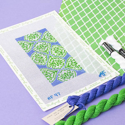 Medallion Eyeglass Case Kit Kits Anne Fisher Needlepoint LLC Green 