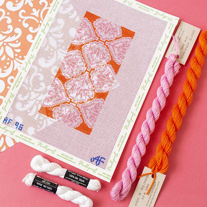 Medallion Eyeglass Case Kit Kits Anne Fisher Needlepoint LLC Orange 