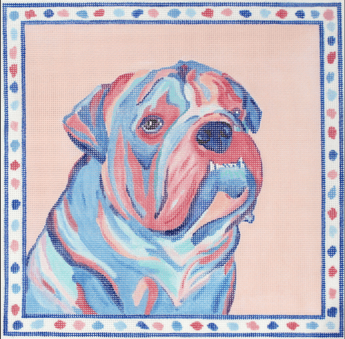 Megan Carn Bulldog Painted Canvas Kate Dickerson Needlepoint Collections  - 1