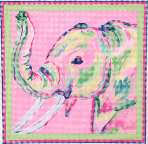 Megan Carn Elephant Painted Canvas Kate Dickerson Needlepoint Collections 
