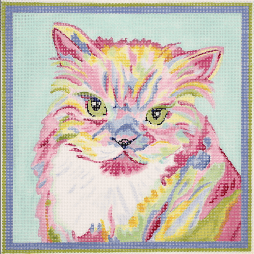 Megan Carn Persian Cat Painted Canvas Kate Dickerson Needlepoint Collections 