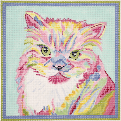 Megan Carn Persian Cat Painted Canvas Kate Dickerson Needlepoint Collections  - 1