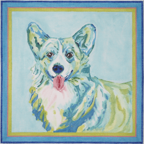 Megan Carn Welsh Corgi Painted Canvas Kate Dickerson Needlepoint Collections  - 1