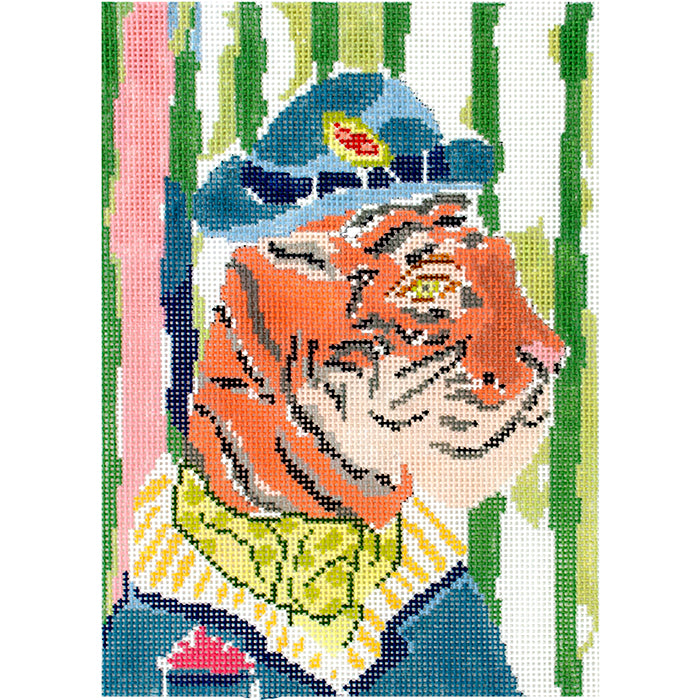 Menagerie Collection   Tiger Painted Canvas The Plum Stitchery  - 1