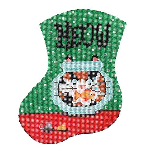 Meow Mini Stocking (TMC) Painted Canvas The Meredith Collection 