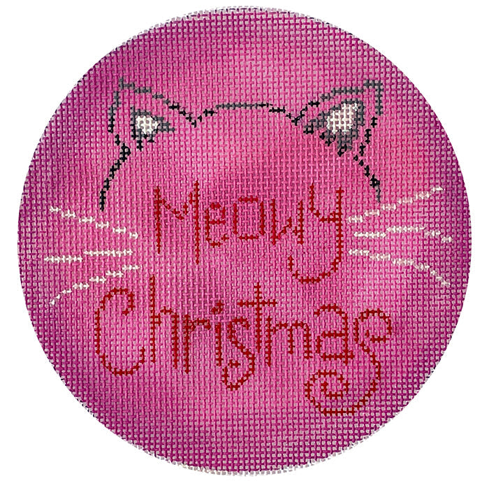 Meowy Christmas on Pink Painted Canvas Patti Mann 