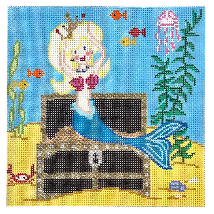 Mermaid and Chest Painted Canvas CBK Needlepoint Collections 