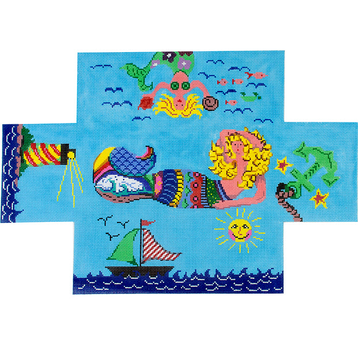 Mermaid Brick Cover Painted Canvas Patti Mann  - 1